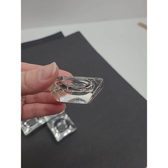 Vintage Glass Salt Cellars Set of 6 Open Salt Dip Set Square Base - Picture 3 of 6